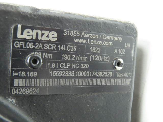 Lenze MCA 14L35-RS0B0 Servo Gear Motor 5.2Hp 390V 190rpm 18:1 Hollow Shaft GFL06