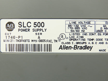 Allen Bradley 1746-P1 1746-A4 Ser C Power Supply 4-Slot Chassis Ser B