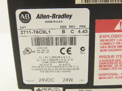 Allen Bradley 2711-T6C9L1 PanelView 600 Touch Screen PLC HMI SerB RevC Frn 4.43
