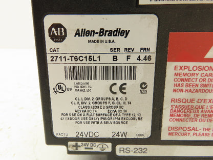 Allen Bradley 2711-T6C15L1 PanelView 600 Touch Screen PLC HMI Broken Covers