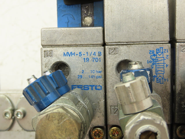 Festo JMVH-5-1/4 B Pneumatic Solenoid Valve 24VDC 6-Station Manifold PAL-1/4-6