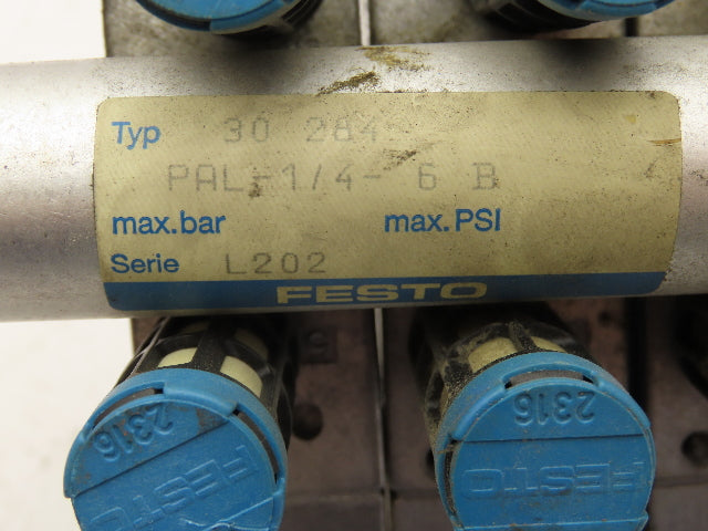 Festo JMVH-5-1/4 B Pneumatic Solenoid Valve 24VDC 6-Station Manifold PAL-1/4-6