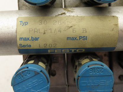 Festo JMVH-5-1/4 B Pneumatic Solenoid Valve 24VDC 6-Station Manifold PAL-1/4-6