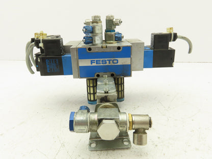 Festo JMVH-5-1/4 B Pneumatic Solenoid Valve 24VDC 6-Station Manifold PAL-1/4-6