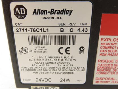 Allen Bradley 2711-T6C1L1 PanelView 600 Touch Screen PLC HMI SerB RevC Frn 4.43