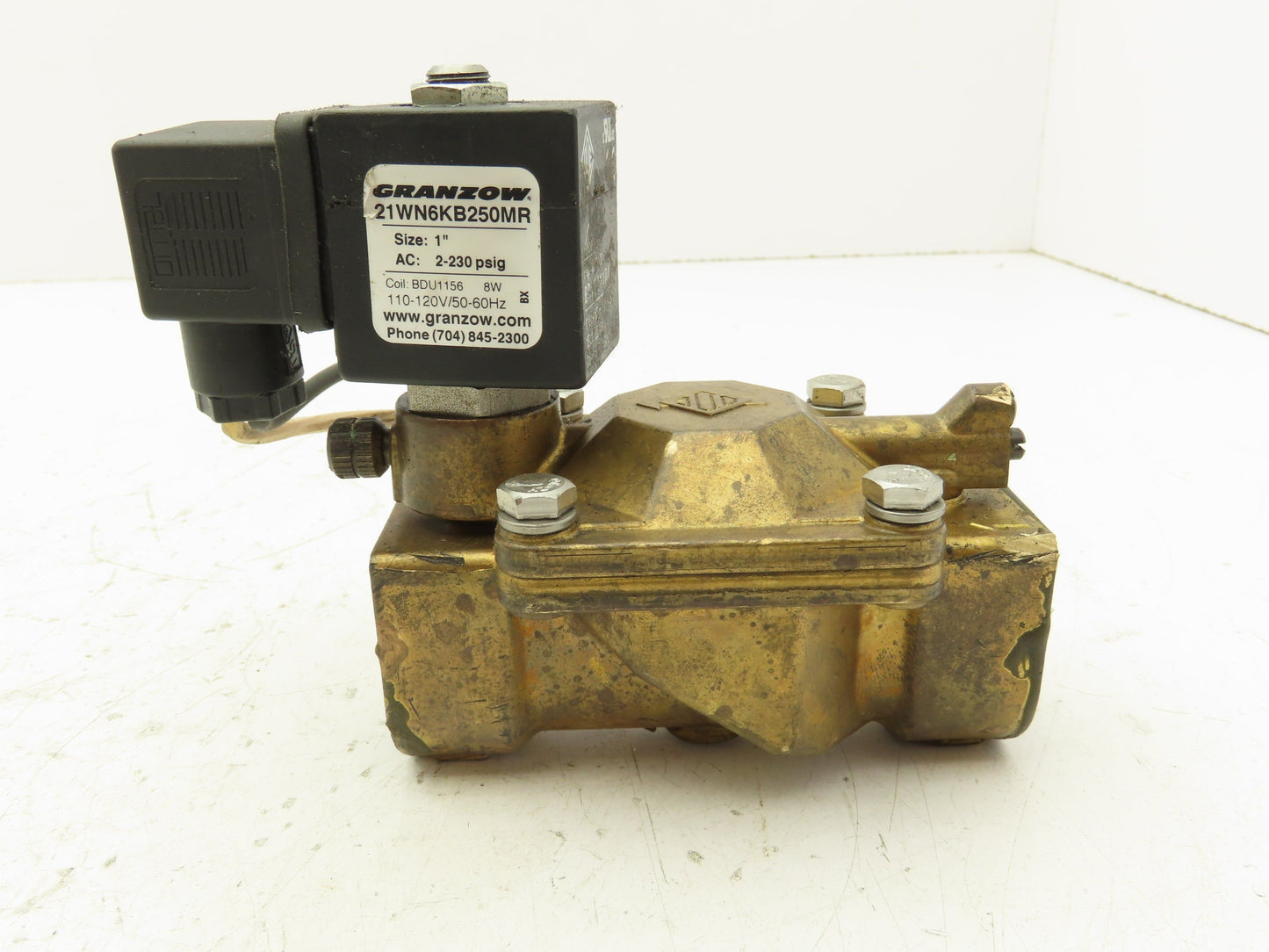 Granzow 21WN6KB250MR Brass Solenoid Valve 2-Way 1" NPT 120V Normally Closed