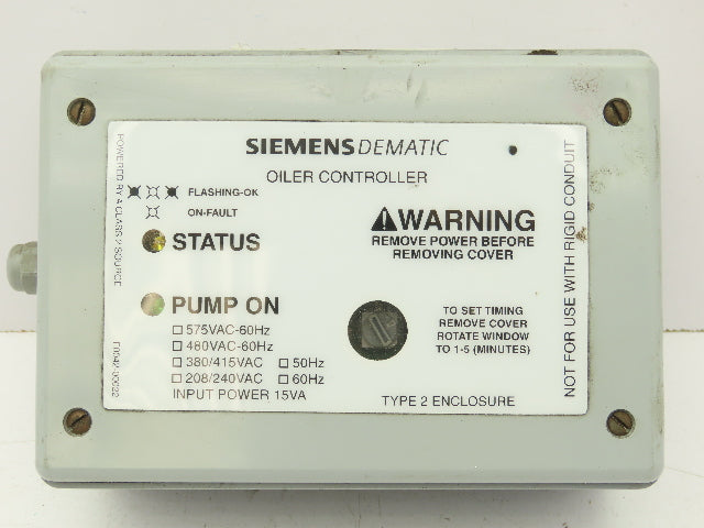 Siemens Dematic Rapistan Oiler Pump Control Box 480V