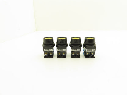 Fuji Electric Yellow Illuminated Push Button 30mm 600V 10A 30v Bulb Lot of 4