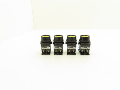 Fuji Electric Yellow Illuminated Push Button 30mm 600V 10A 30v Bulb Lot of 4