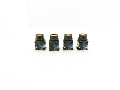 Fuji Electric Yellow Illuminated Push Button 30mm 600V 10A 30v Bulb Lot of 4