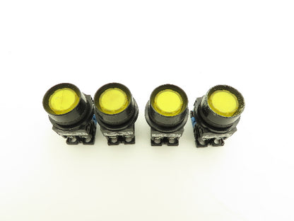 Fuji Electric Yellow Illuminated Push Button 30mm 600V 10A 30v Bulb Lot of 4