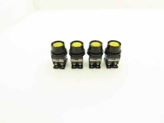 Fuji Electric Yellow Illuminated Push Button 30mm 600V 10A 30v Bulb Lot of 4