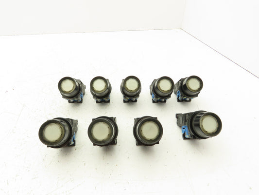 Fuji Electric White Illuminated Push Button 30mm 600V 10A 30v Bulb Lot of 9