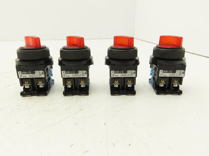 Fuji Electric Red Illuminated 2-Position Switch 30mm 600V 10A 30v Bulb Lot of 4