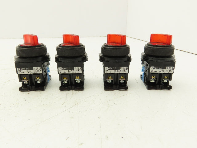 Fuji Electric Red Illuminated 2-Position Switch 30mm 600V 10A 30v Bulb Lot of 4