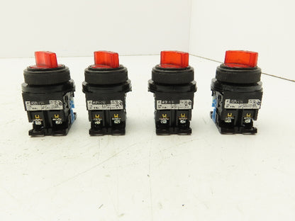 Fuji Electric Red Illuminated 2-Position Switch 30mm 600V 10A 30v Bulb Lot of 4