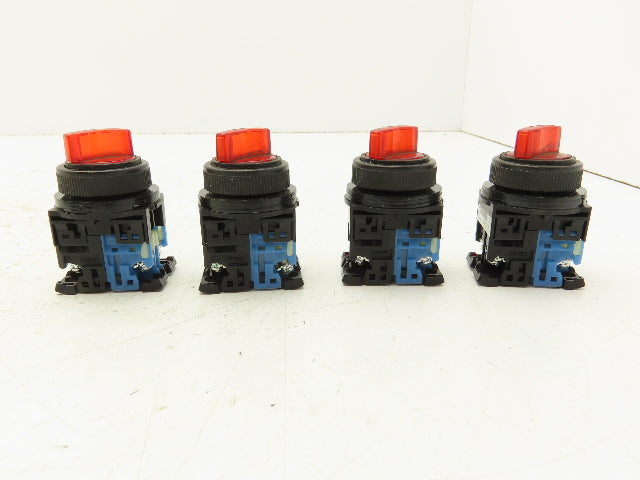 Fuji Electric Red Illuminated 2-Position Switch 30mm 600V 10A 30v Bulb Lot of 4