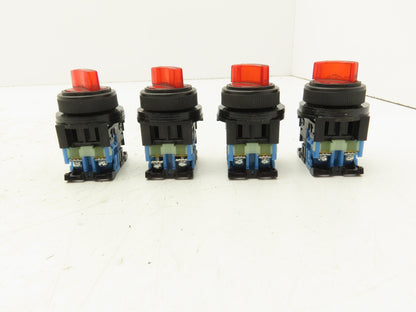 Fuji Electric Red Illuminated 2-Position Switch 30mm 600V 10A 30v Bulb Lot of 4