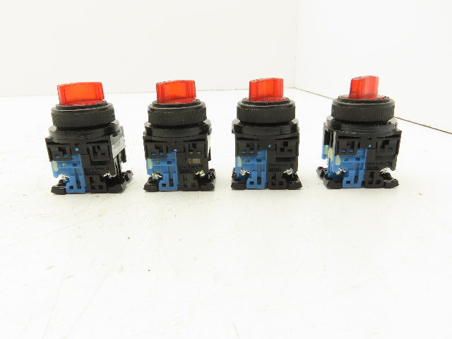 Fuji Electric Red Illuminated 2-Position Switch 30mm 600V 10A 30v Bulb Lot of 4