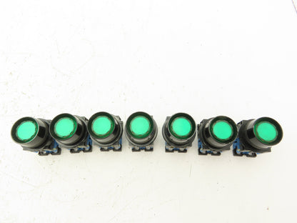 Fuji Electric Green Illuminated Push Button 30mm 600V 10A 30v Bulb Lot of 7