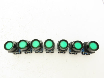 Fuji Electric Green Illuminated Push Button 30mm 600V 10A 30v Bulb Lot of 7