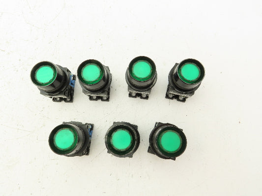 Fuji Electric Green Illuminated Push Button 30mm 600V 10A 30v Bulb Lot of 7