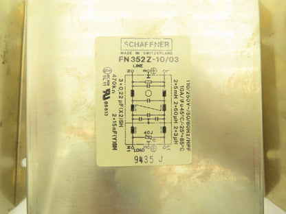 Schaffner FN352Z-10/03 Surge Suppressor 110/250VAC 50/60Hz 10A Lot of 3