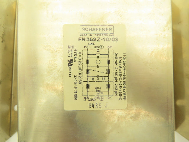 Schaffner FN352Z-10/03 Surge Suppressor 110/250VAC 50/60Hz 10A Lot of 3