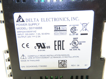 Delta Electronics D0116888 Power Supply 100-240VAC 1.5A Input 24VDC 2.5A Lot of 2