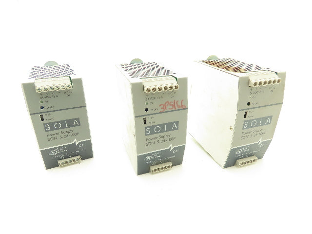 Sola SDN 5-24-100P DIN Rail Power Supply 24VDC 5A Out 115/230VAC In Lot of 3