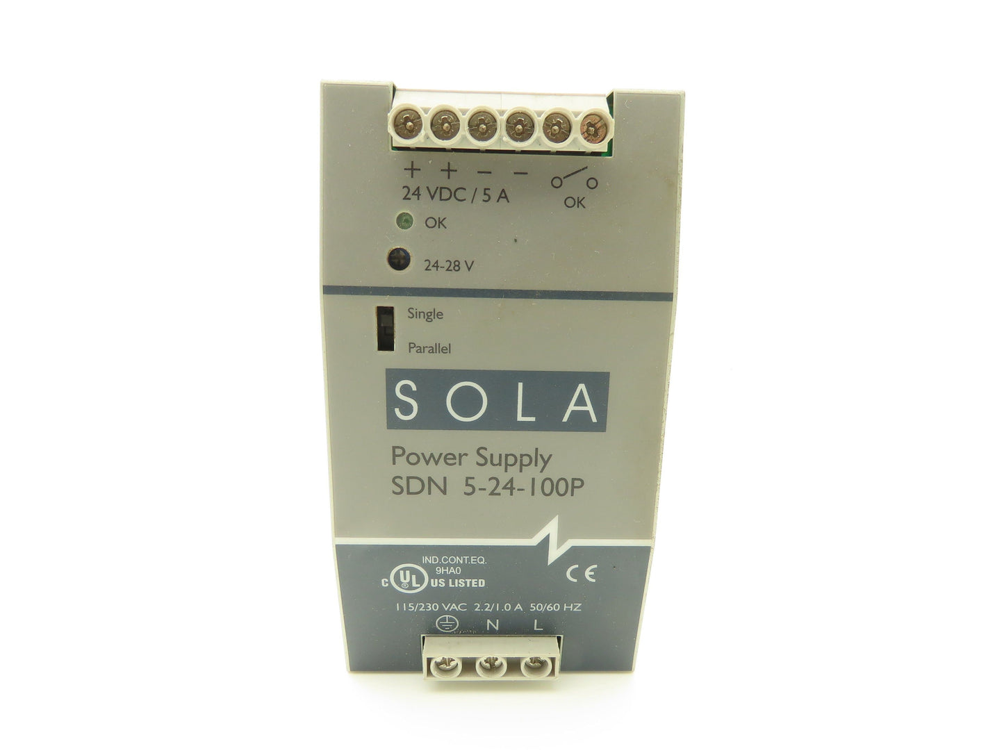 Sola SDN 5-24-100P DIN Rail Power Supply 24VDC 5A Out 115/230VAC In Lot of 3