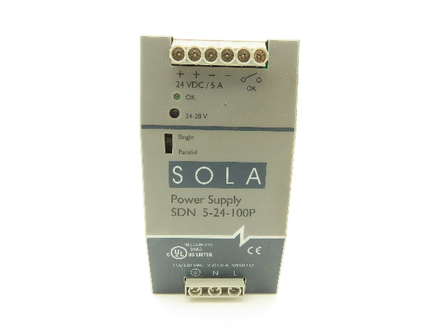 Sola SDN 5-24-100P DIN Rail Power Supply 24VDC 5A Out 115/230VAC In Lot of 3