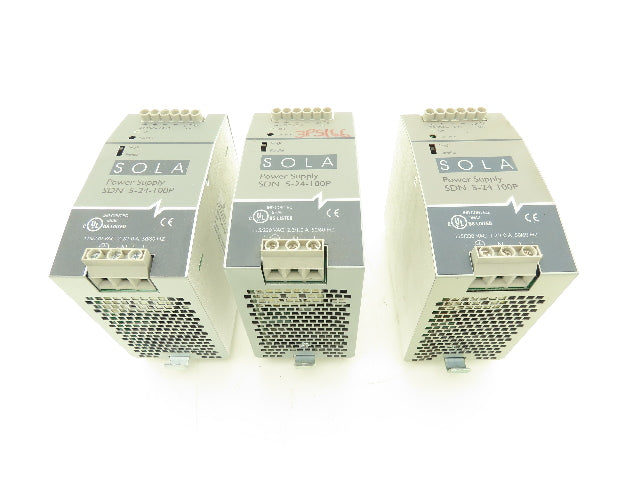 Sola SDN 5-24-100P DIN Rail Power Supply 24VDC 5A Out 115/230VAC In Lot of 3