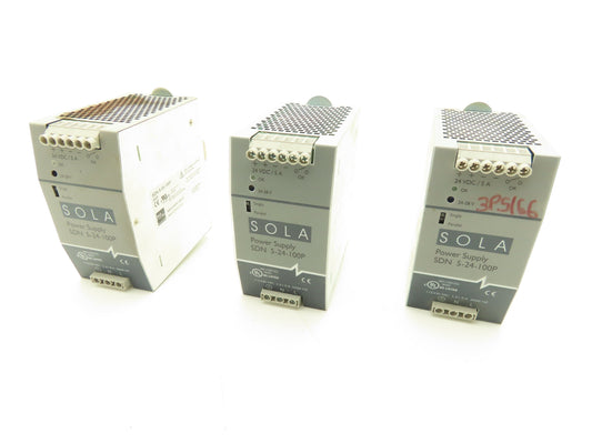 Sola SDN 5-24-100P DIN Rail Power Supply 24VDC 5A Out 115/230VAC In Lot of 3