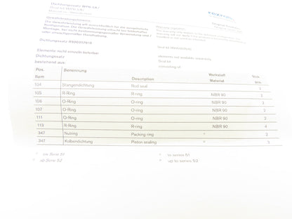 Bosch WP6.5X Rexroth Hydraulic Seal Kit