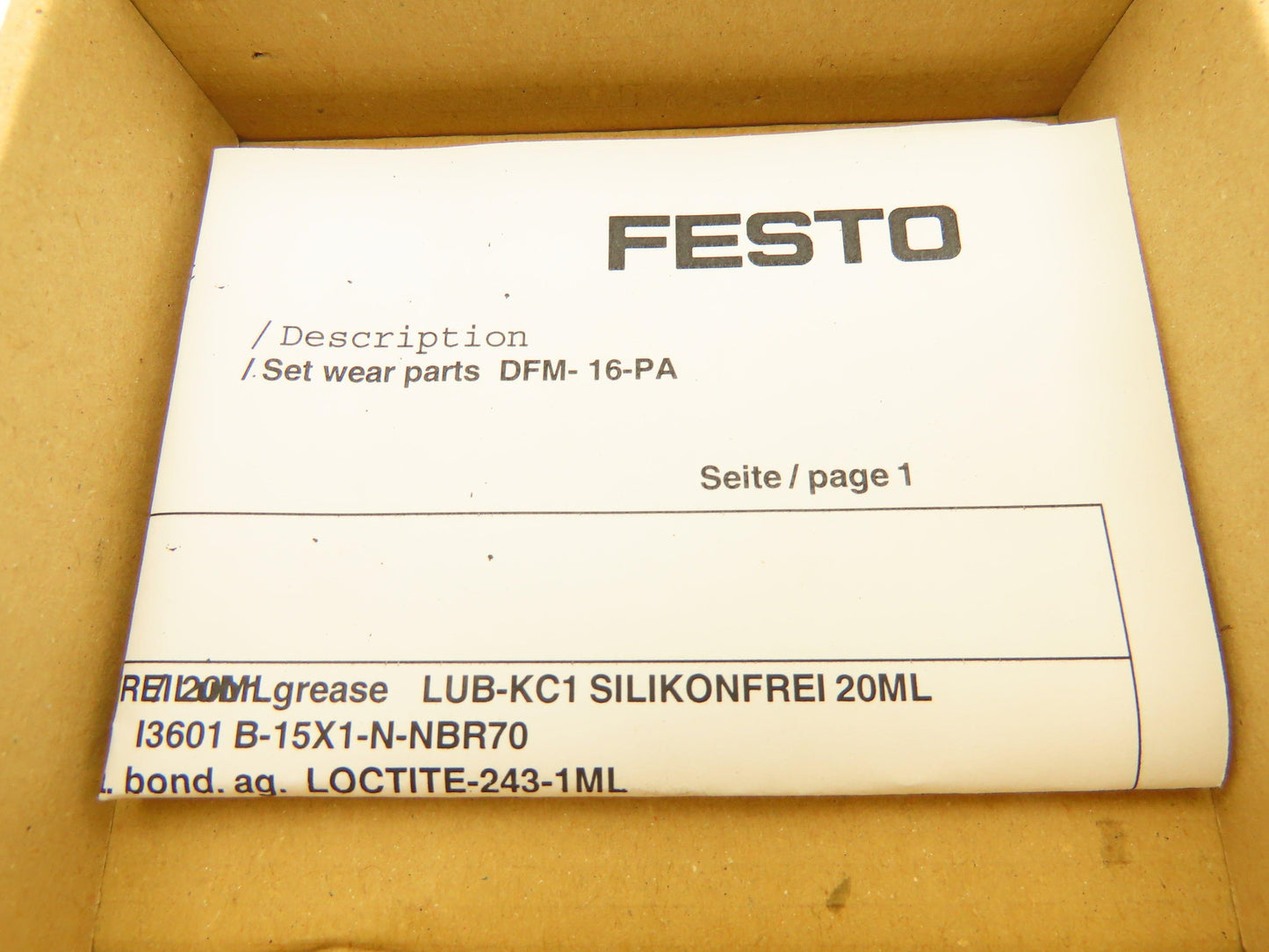 Festo DFM-16-PA Cylinder Seal Repair Kit