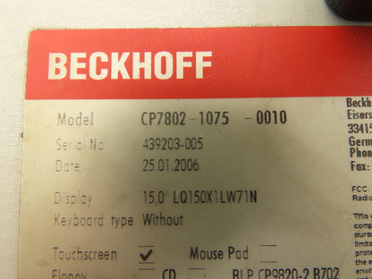 Beckhoff CP7802-1075-0010 Touch Screen Control Panel Firmware CP6800C700