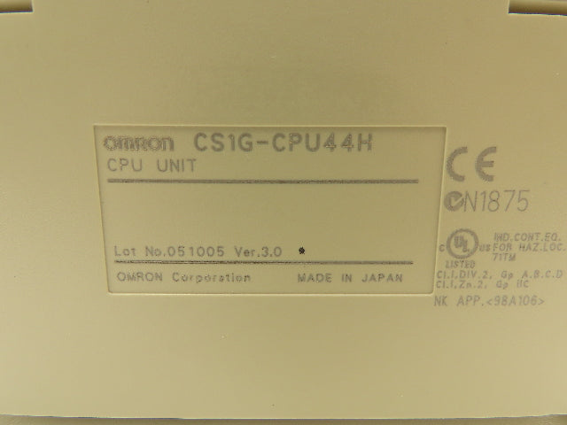Omron CS1G-CPU44H Ver 3.0 Sysmac Programmable Controller CPU Unit PLC Module