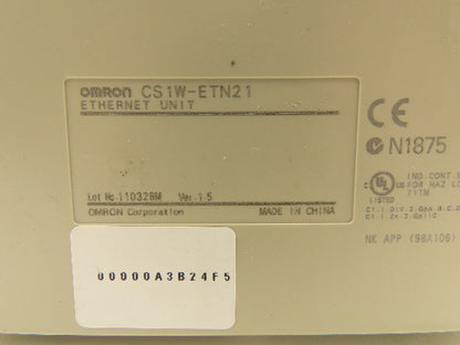 Omron CS1W-ETN21 Ver 1.5 Sysmac 100Base-TX Ethernet Unit