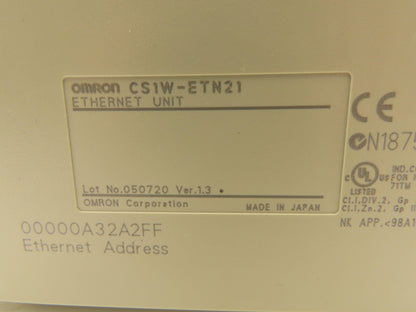 Omron CS1W-ETN21 Ver 1.3 Sysmac 100Base-TX Ethernet Unit