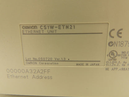 Omron CS1W-ETN21 Ver 1.3 Sysmac 100Base-TX Ethernet Unit