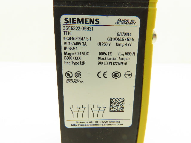 Siemens 3SE5322-0SB21 Safety Switch 240VAC 3A Magnet 24VDC