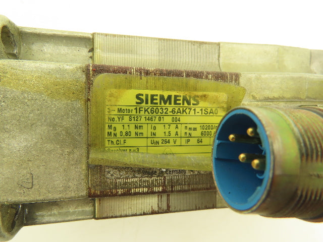 Siemens Servo Motor 6000 RPM 1.7A 3Ph