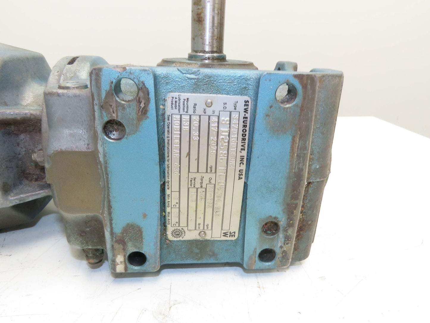 Sew Eurodrive S47 D16DT80N4 Variable Speed Gearmotor 1Hp 460V 3PH 21-102rpm 20:1