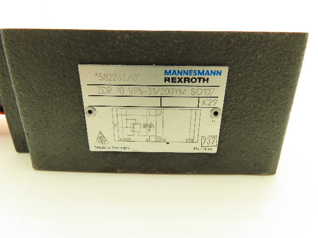 Rexroth ZDR10VP5-31/200YMSO107 Hydraulic Pilot Operated Pressure Reducing Valve