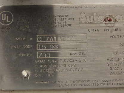 Automax CE7ATAEHZ Centura CE Valve Actuator 700 IN/LBS 115V CE7