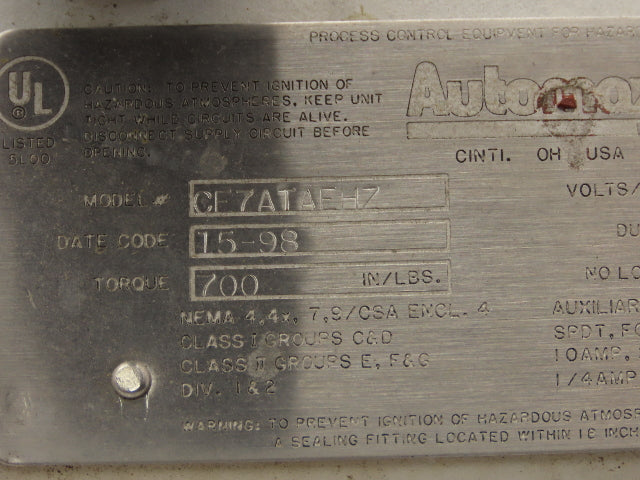 Automax CE7ATAEHZ Centura CE Valve Actuator 700 IN/LBS 115V CE7