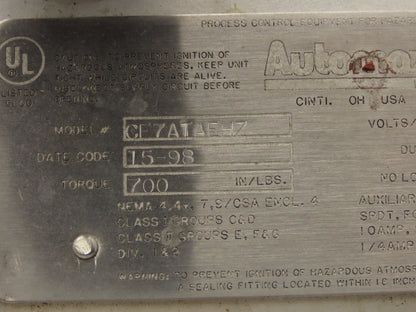 Automax CE7ATAEHZ Centura CE Valve Actuator 700 IN/LBS 115V CE7