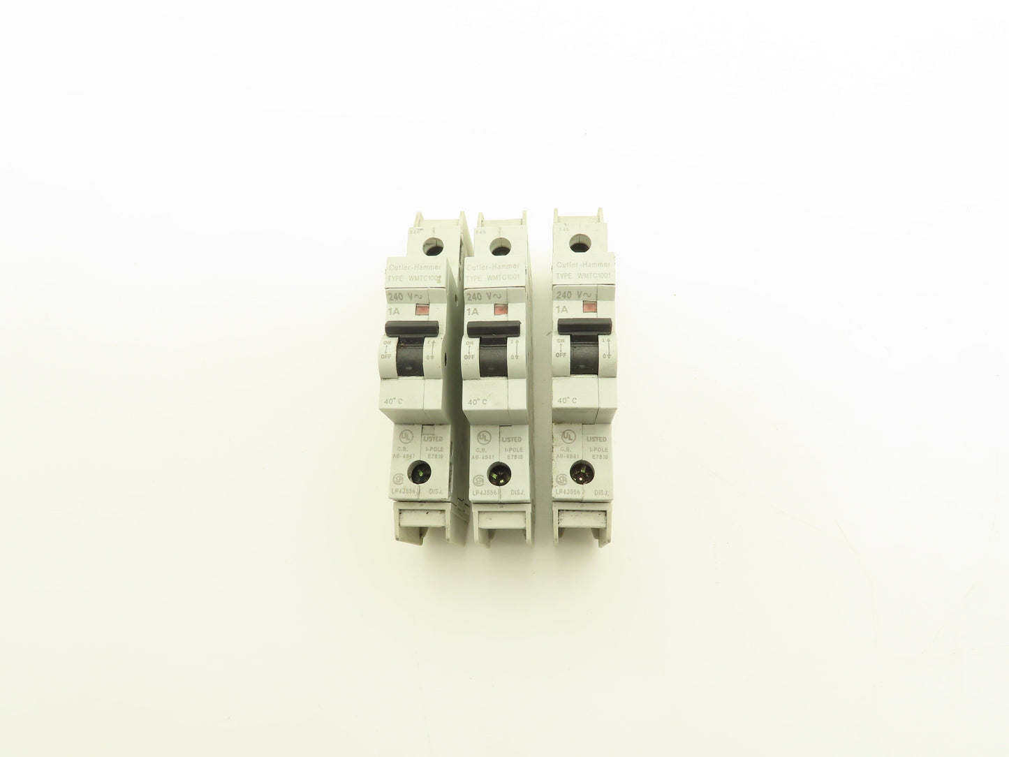 Cutler Hammer WMTC1001 1-Pole 1A Circuit Breaker Lot of 3