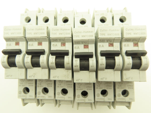 Cutler Hammer WMTC1006 1-Pole 6A Circuit Breaker Lot of 6
